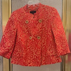 Talbot Floral Red Double-Breasted Women's Jacket, size 8p